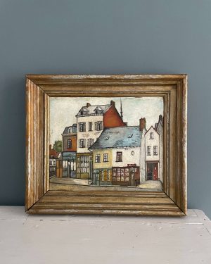 Tableau ancien, maisons de Saint Leu à Amiens