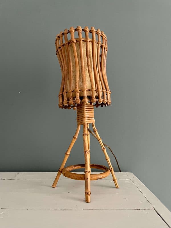 Petite lampe vintage en rotin, vers 1950 - ZazouBroc
