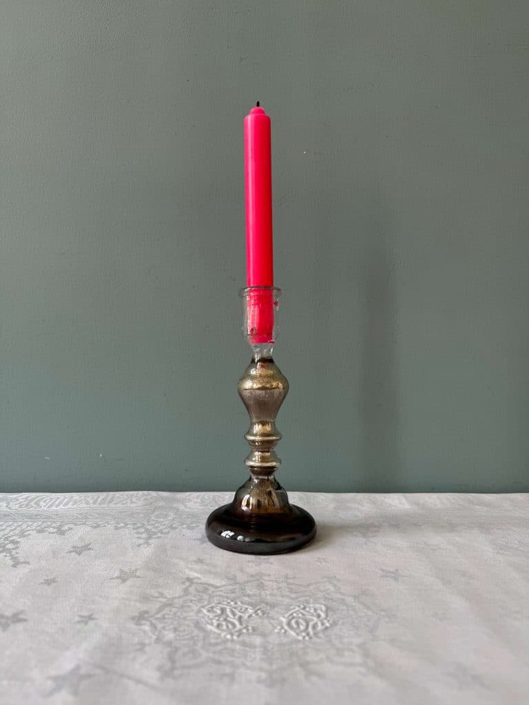 Grand Bougeoir En Verre églomisé – Photophore Boules Vintage – Déco Intérieure