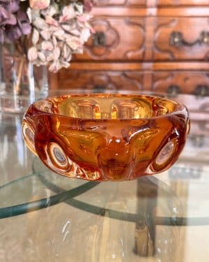 Vide-poches en verre Sommerso ambré