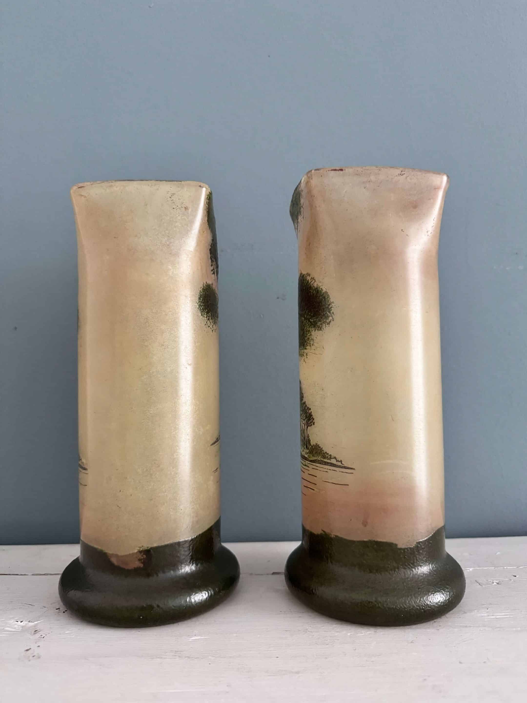 Deux vases émaillés Legras Art Nouveau