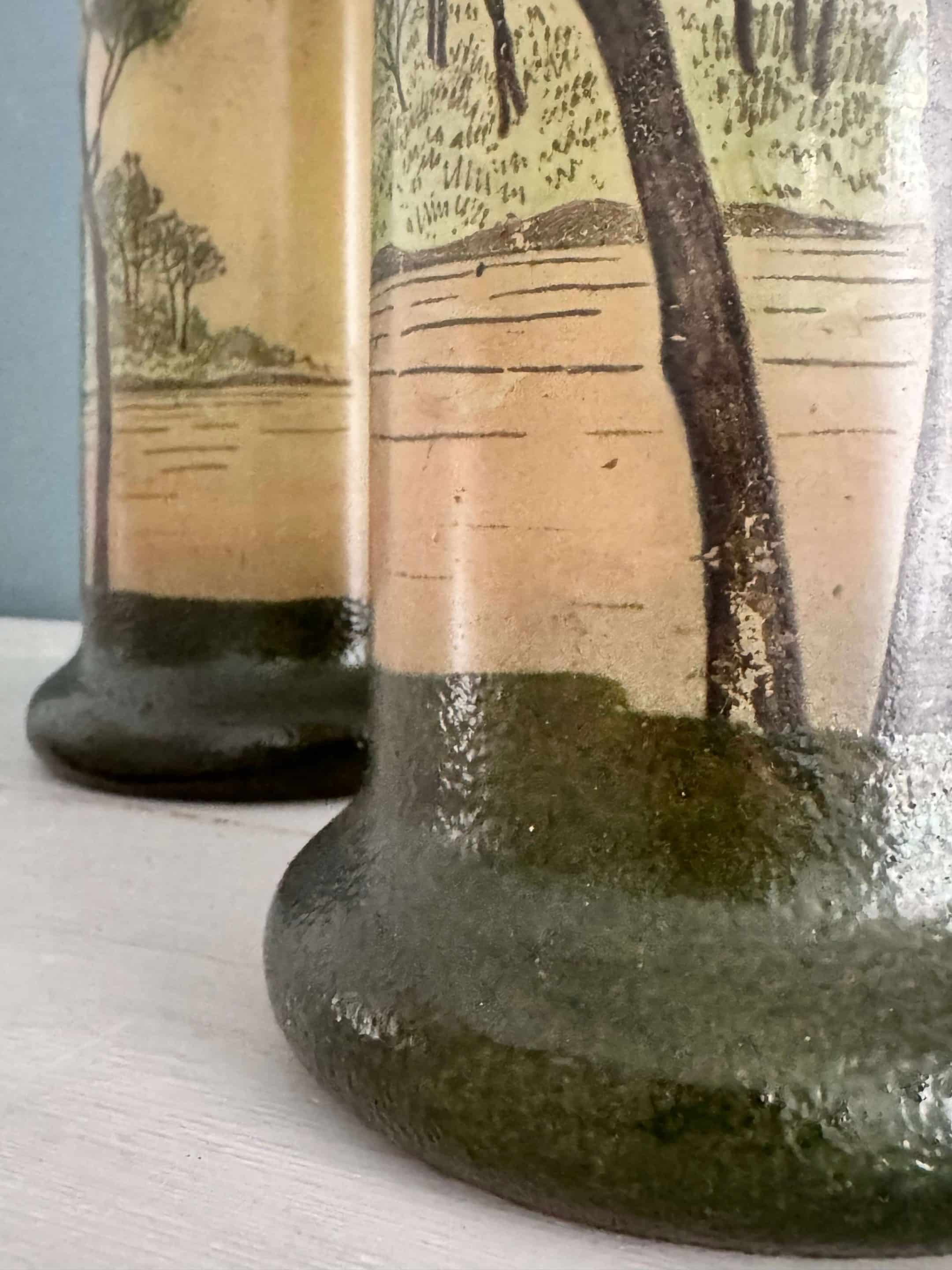 Deux vases émaillés Legras Art Nouveau