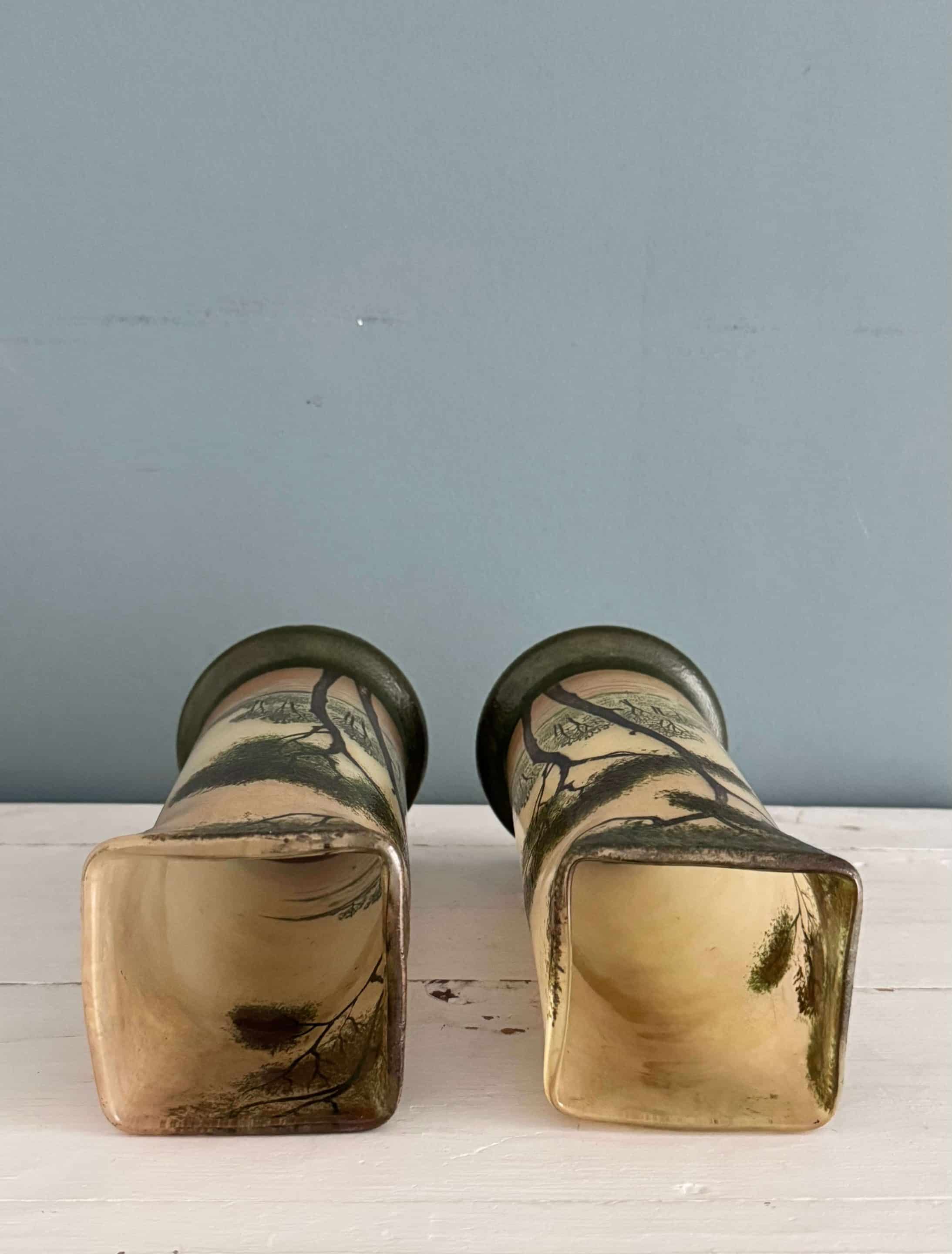 Deux vases émaillés Legras Art Nouveau