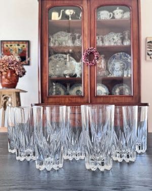 9 verres vintage à orangeade en cristal, 70's
