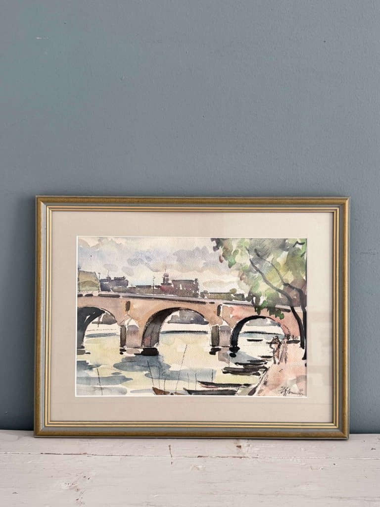TABLEAU ANCIEN AQUARELLE L Colette (début XXe-s) Pont du Cheval, Bruges EUR 20,00 - FR