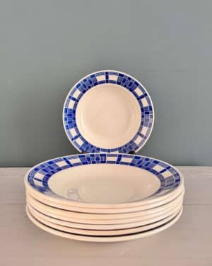 8 assiettes creuses vintage en faïence de Badonviller