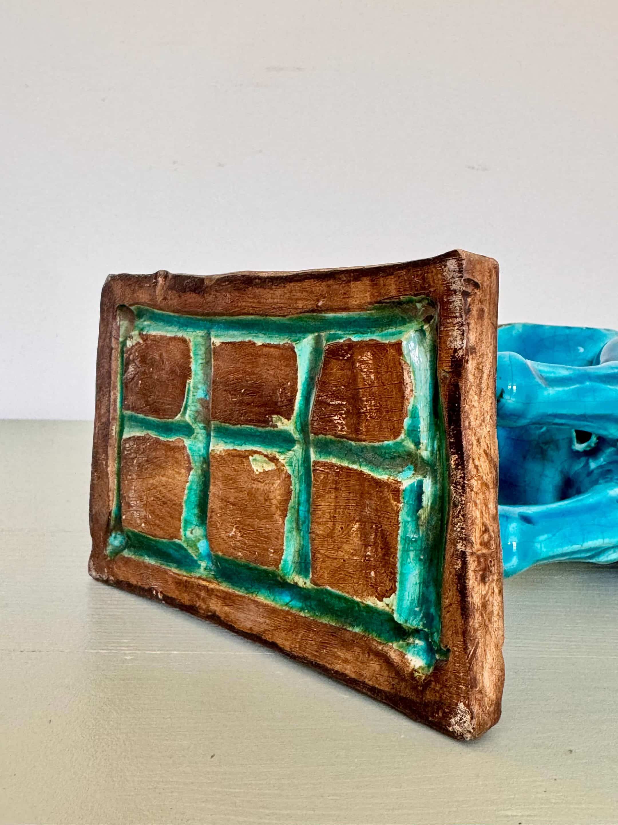 Sculpture cheval Tang Ugo Zaccagnini, émail bleu turquoise