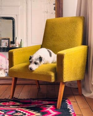 Fauteuil design vintage pieds compas