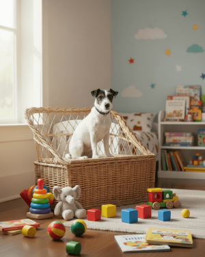 Banquette, coffre à jouets en rotin