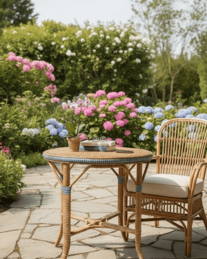 Ancienne table basse en rotin