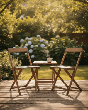 Paire de chaises pliantes en bois