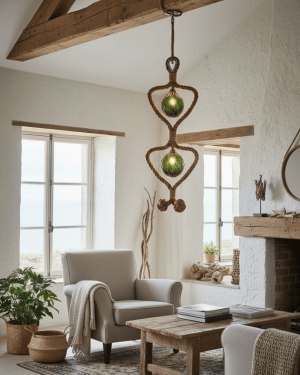 Suspension flotteurs de pêche et corde tressée vintage