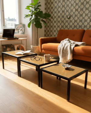 Tables gigognes 70's, design Pierre Vandel