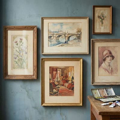 Tableau fleurs séchées vintage Lucie Marc - Antiquités