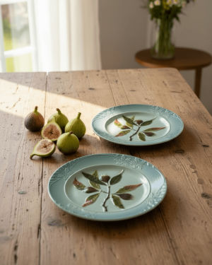 2 assiettes à dessert barbotine