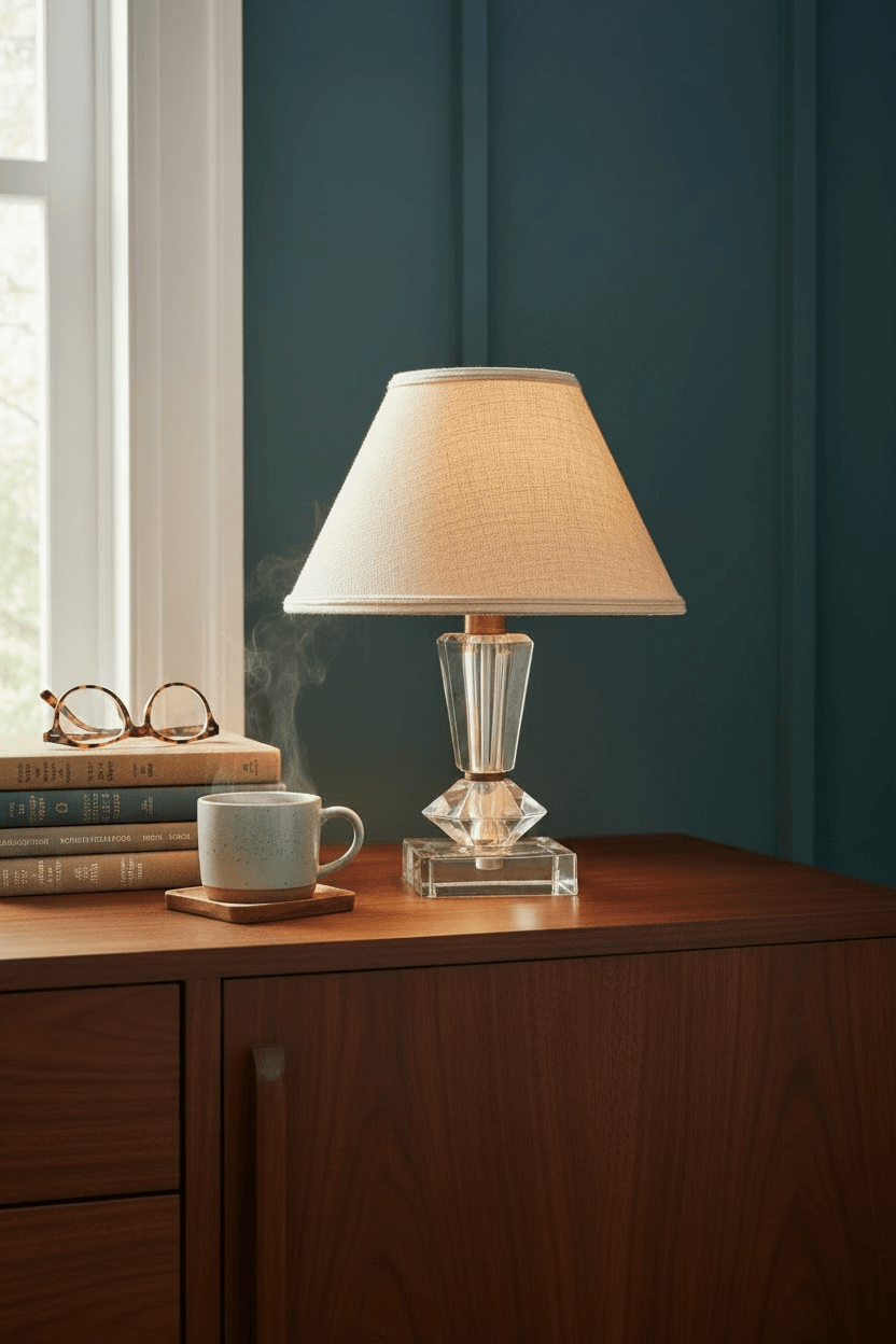 Lampe à poser en cristal taillé, circa 1950