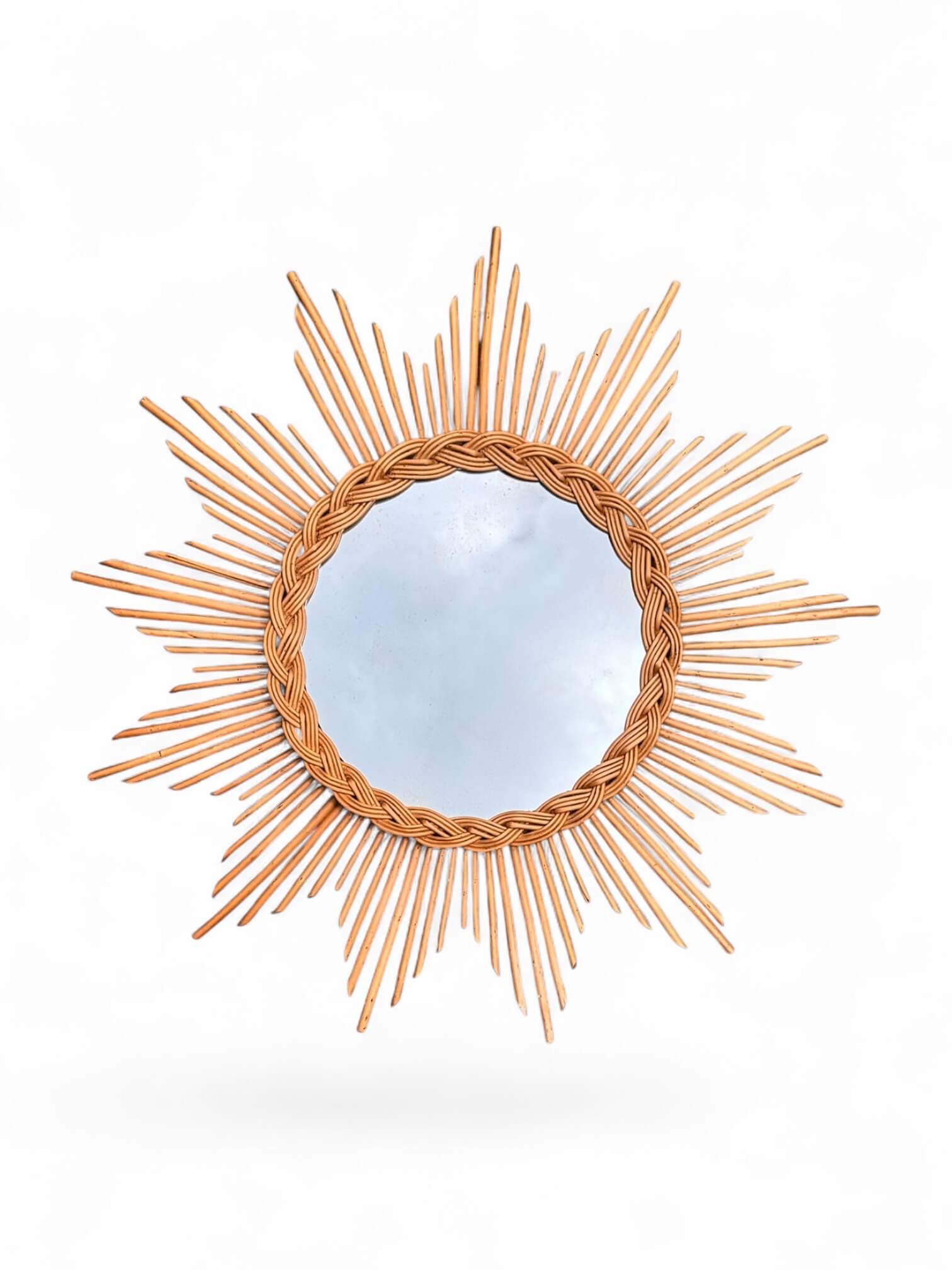 Miroir soleil en rotin