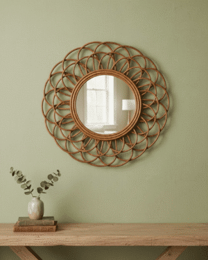 Miroir en rotin vintage