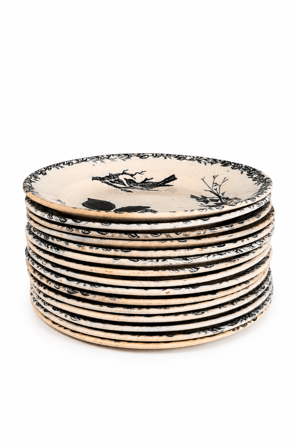 15 assiettes Terre de Fer Digoin, modèle "Favori"