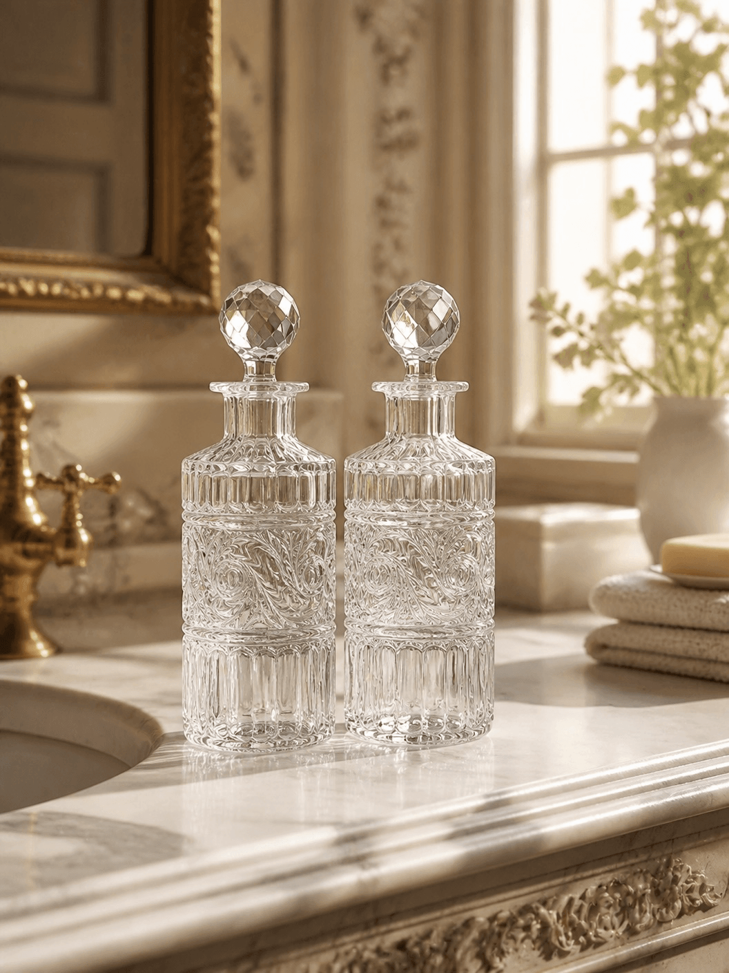 2 flacons "moulure russe", cristal Baccarat 1900
