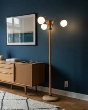 Lampadaire vintage 3 globes opaline