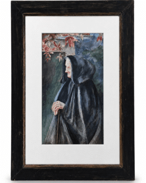 Portrait d'une vieille femme de profil, aquarelle de 1907