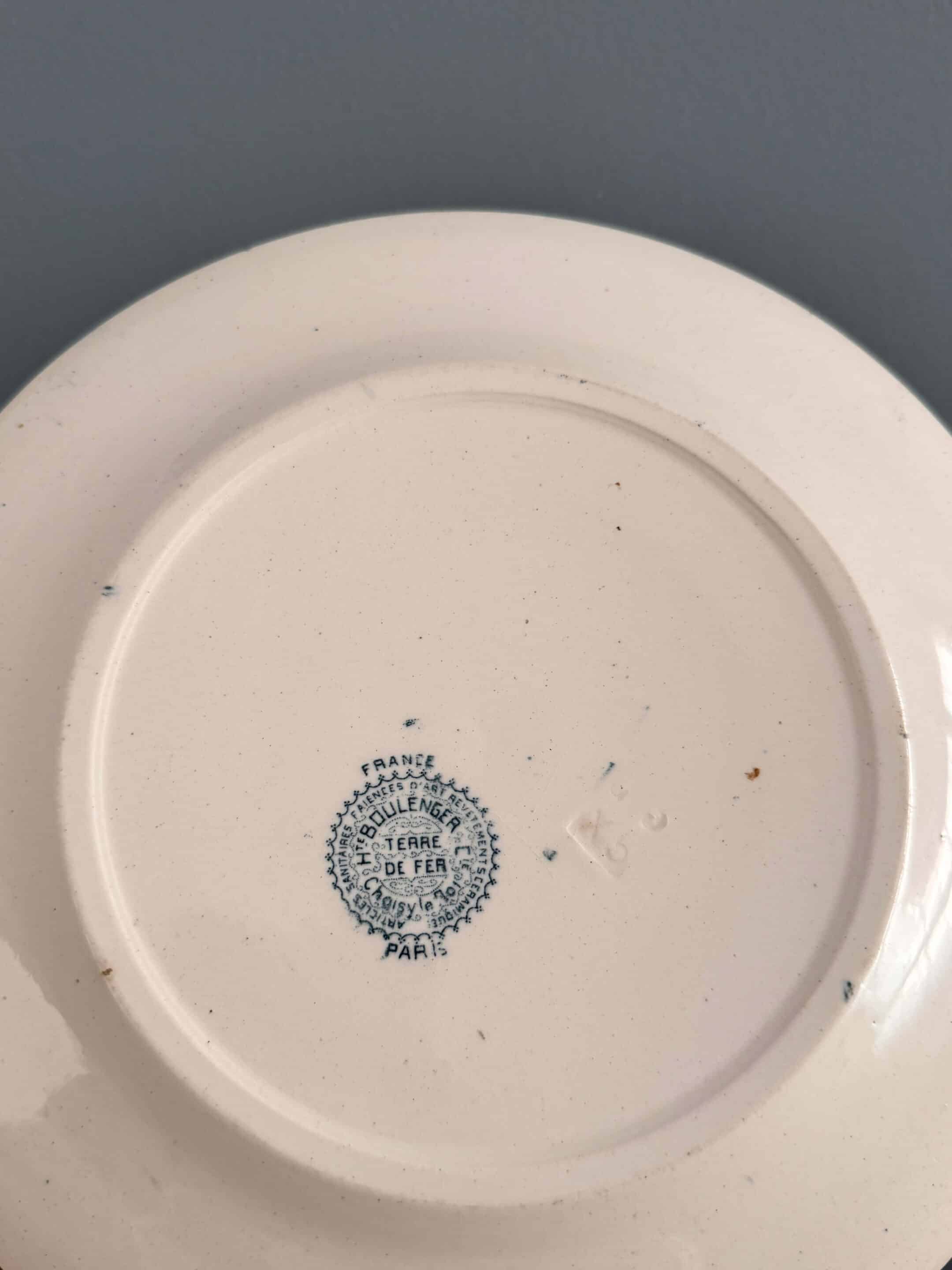 6 assiettes Choisy-le-Roi Terre de Fer 1900