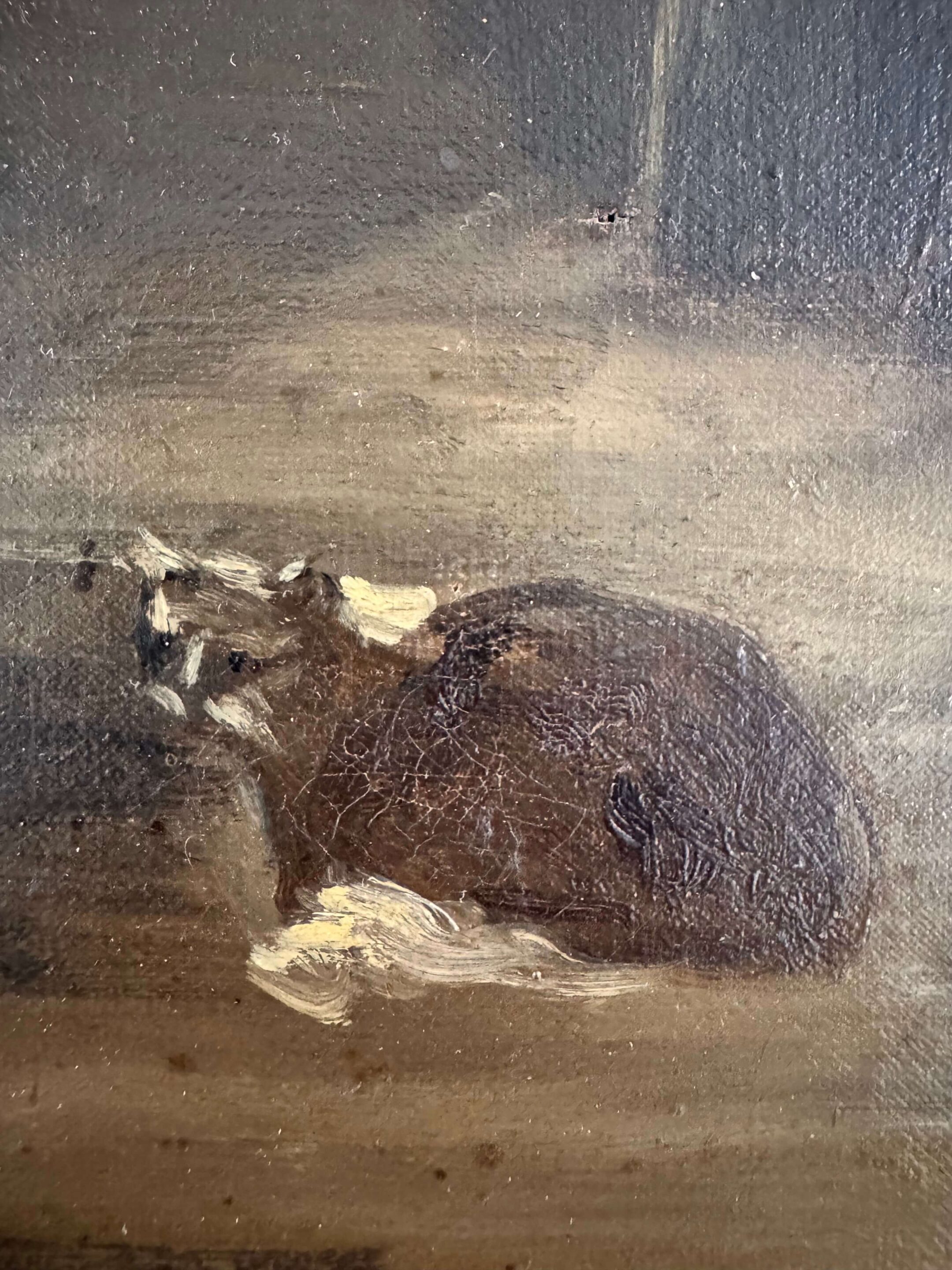 Intérieur rustique d'une chaumière, huile sur toile de 1911