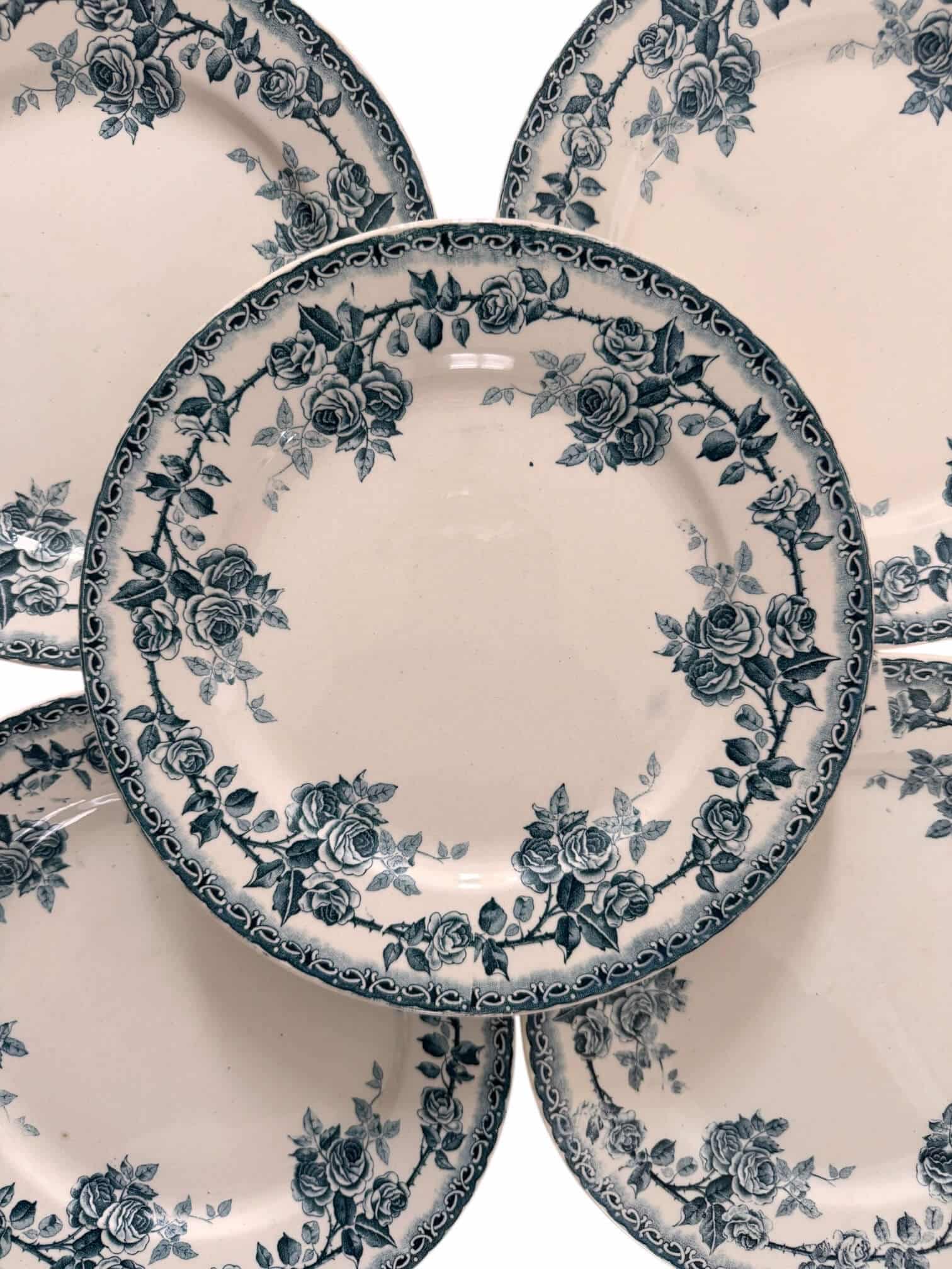 6 assiettes Choisy-le-Roi Terre de Fer 1900