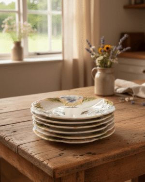 6 assiettes 1900 en barbotine Choisy-le-Roi