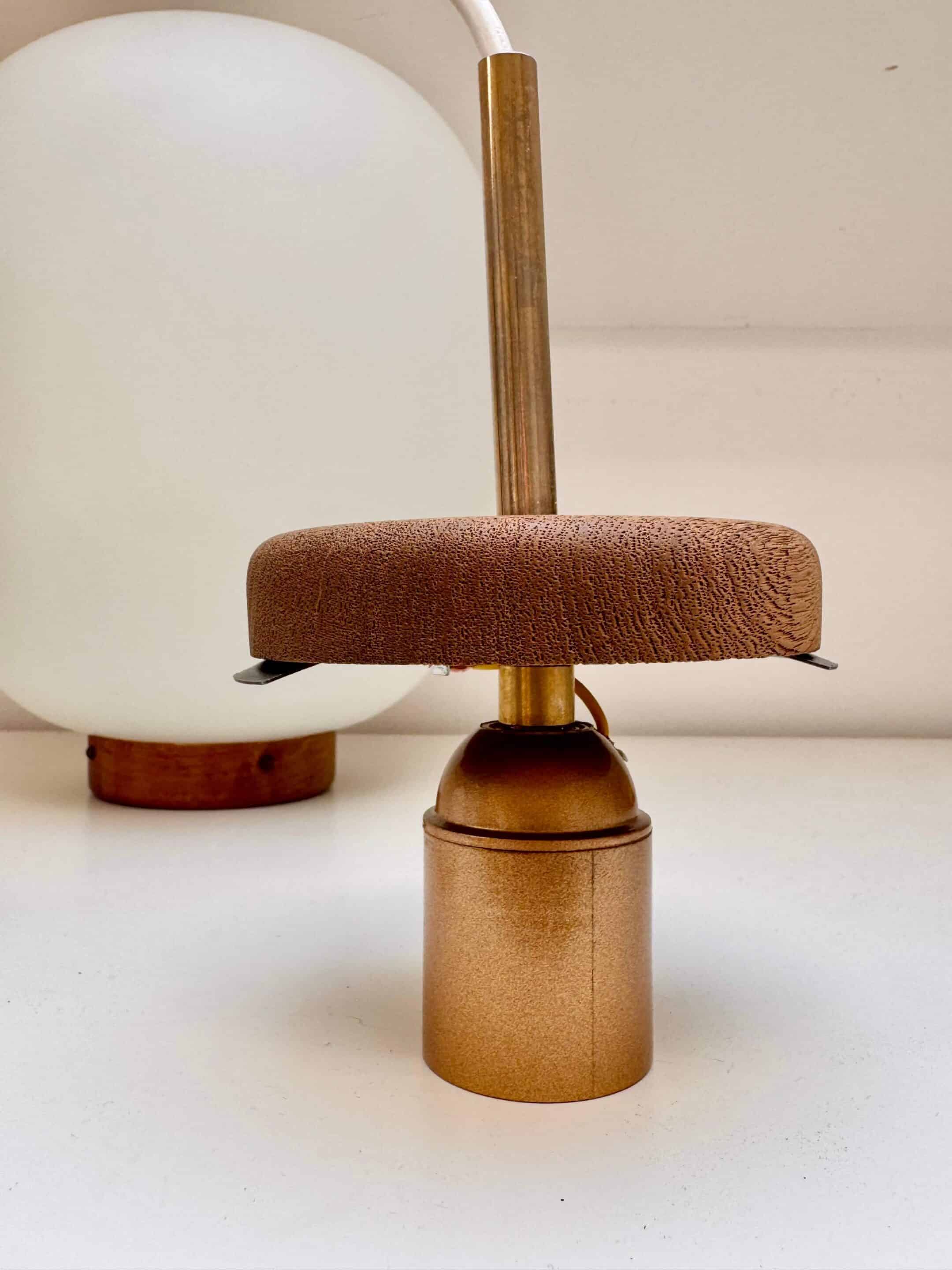 Suspension Kina en opaline et teck par Bent Karlby pour Lyfa