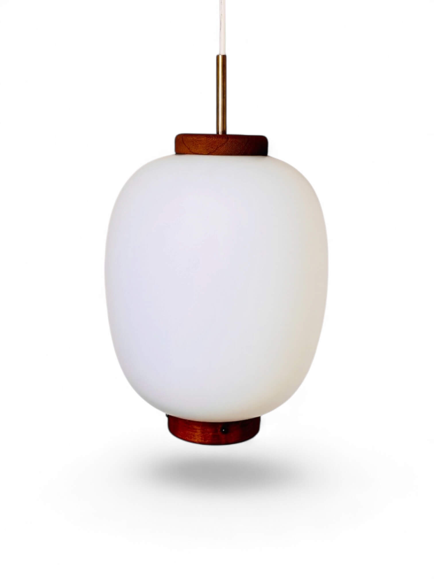 Suspension Kina en opaline et teck par Bent Karlby pour Lyfa