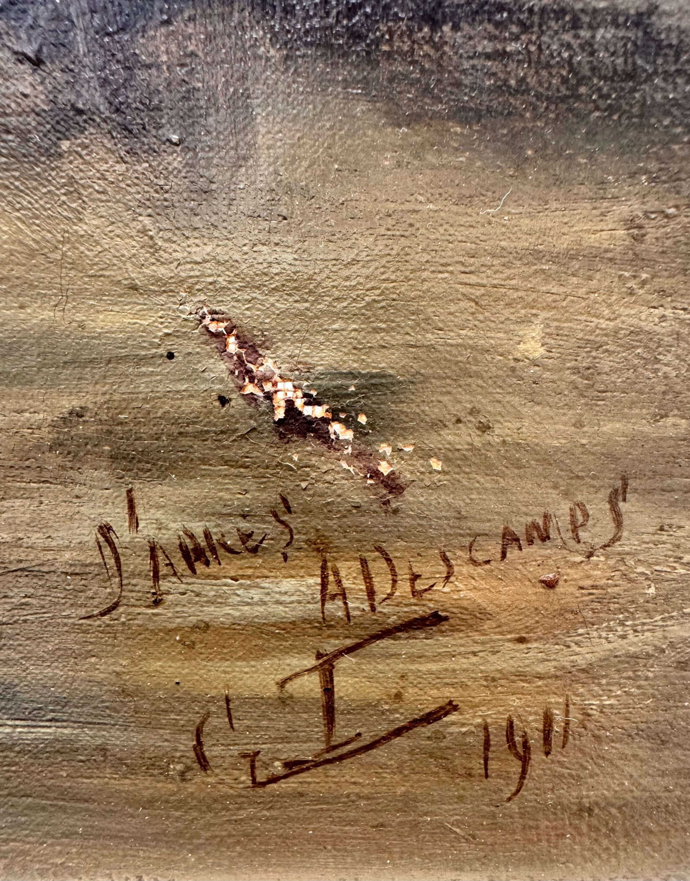Intérieur rustique d'une chaumière, huile sur toile de 1911