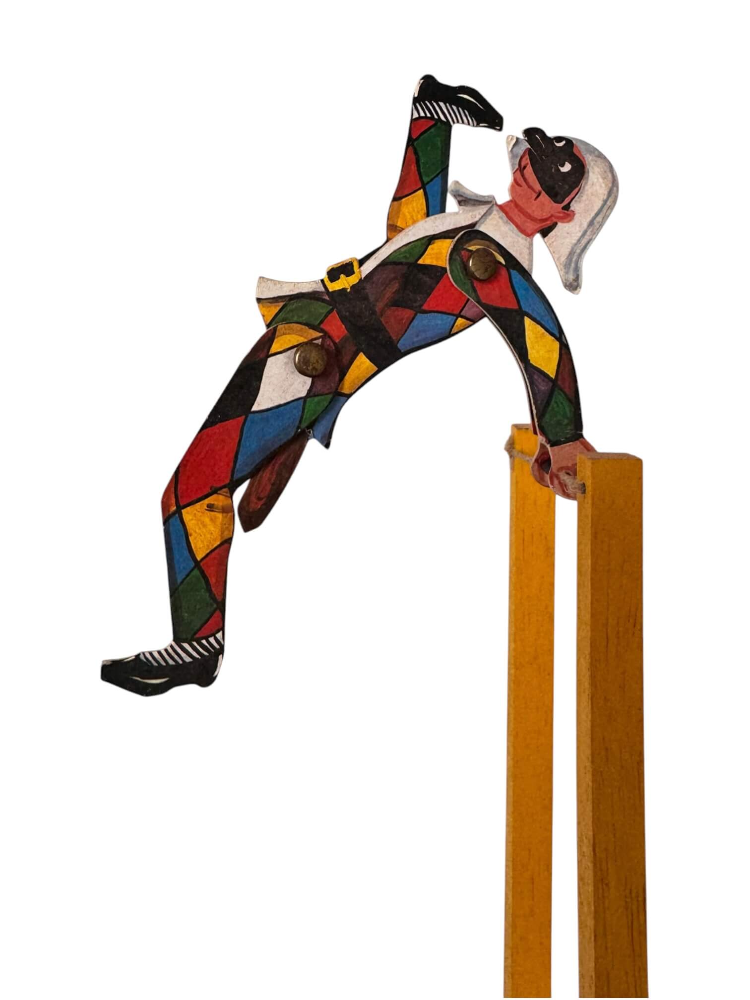 Acrobate vintage en bois et papier cartonné