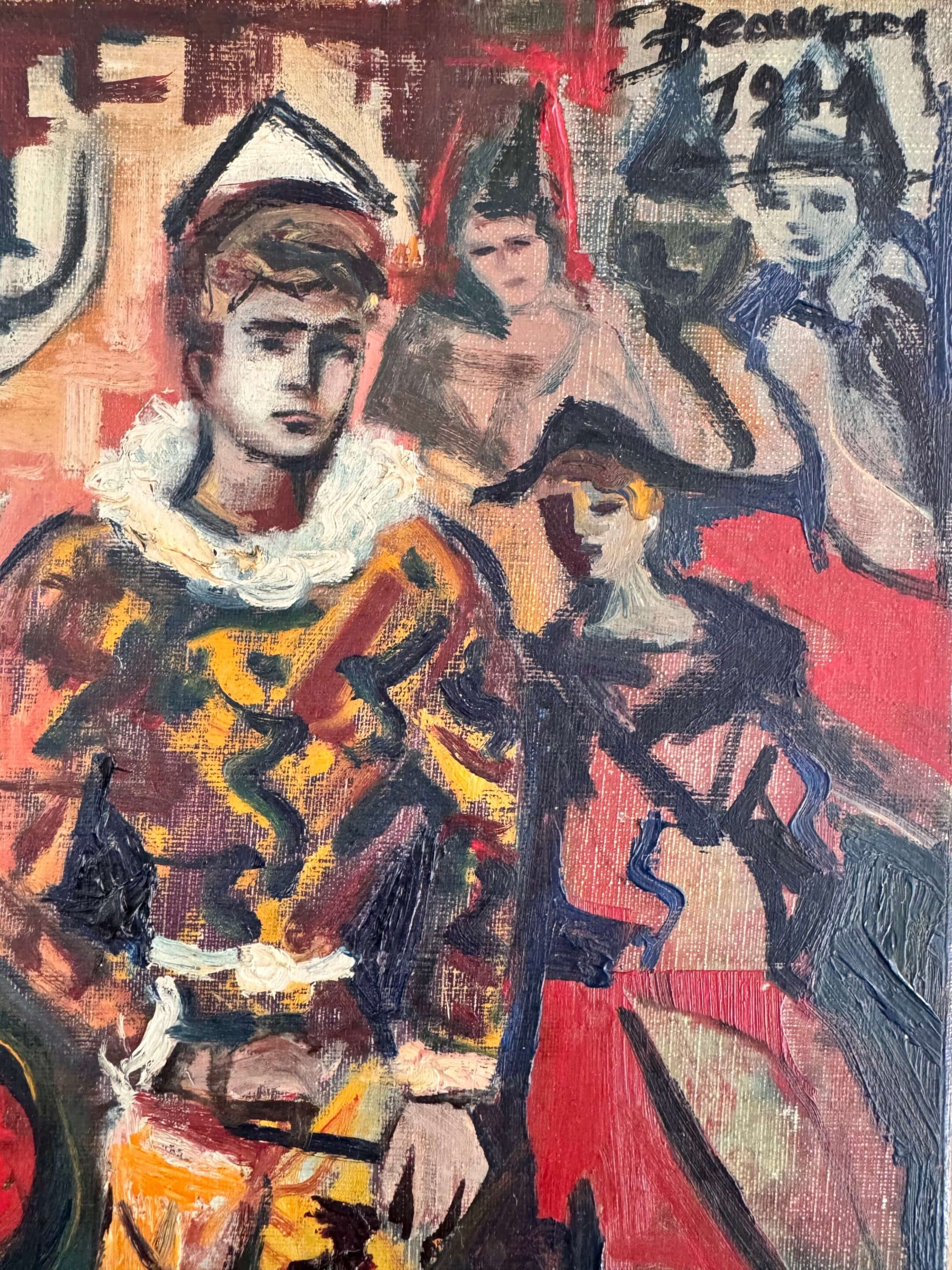 Arlequin, huile sur toile ancienne