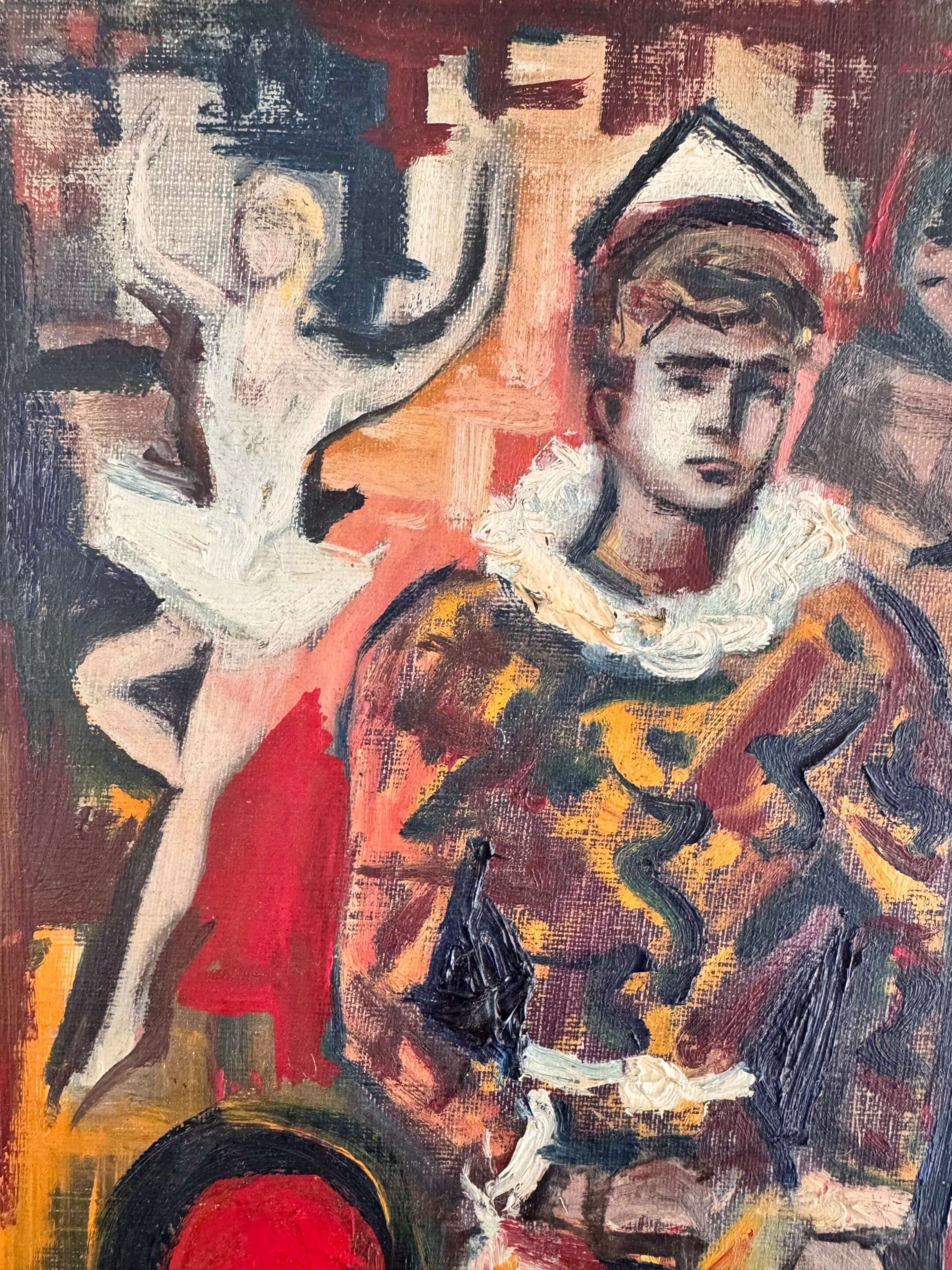 Arlequin, huile sur toile ancienne