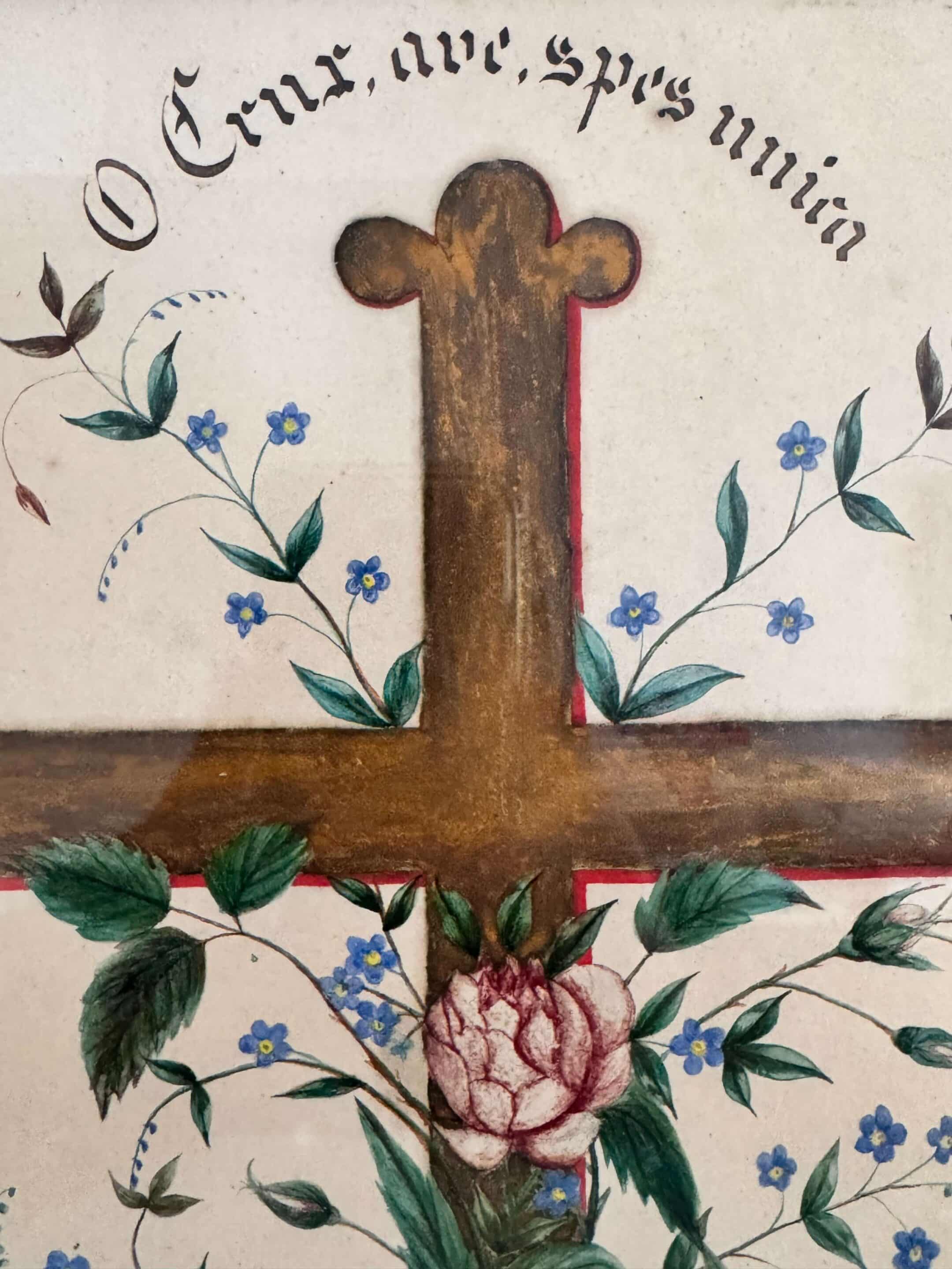 Peinture croix fleurie à l'aquarelle