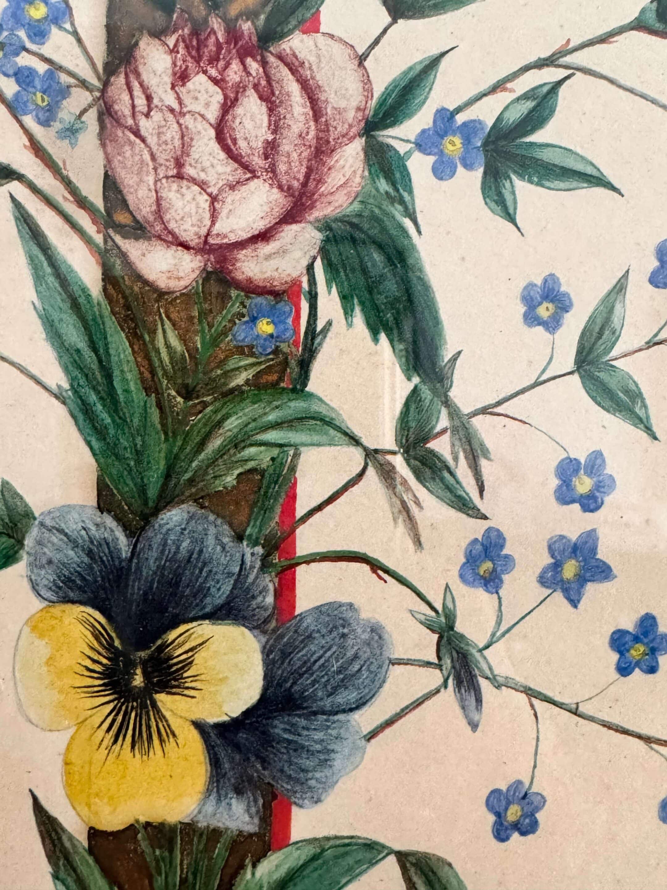 Peinture croix fleurie à l'aquarelle