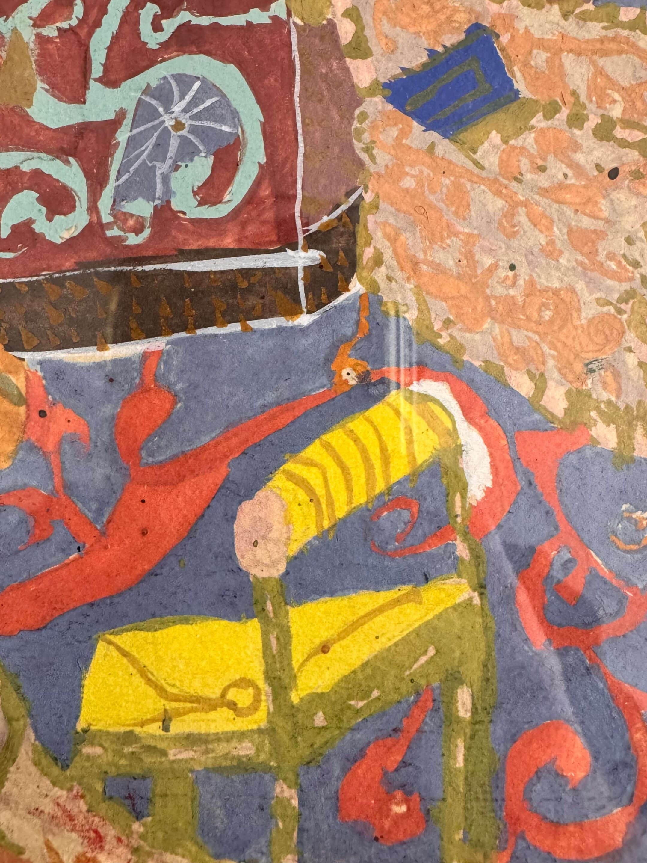 Dessin gouaché, scène d'intérieur