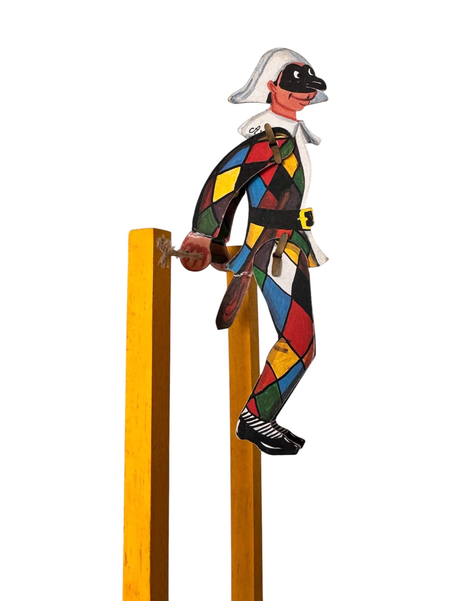 Acrobate vintage en bois et papier cartonné