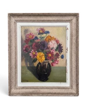 Peinture signée Maurice Merger, "Reines-Marguerites"