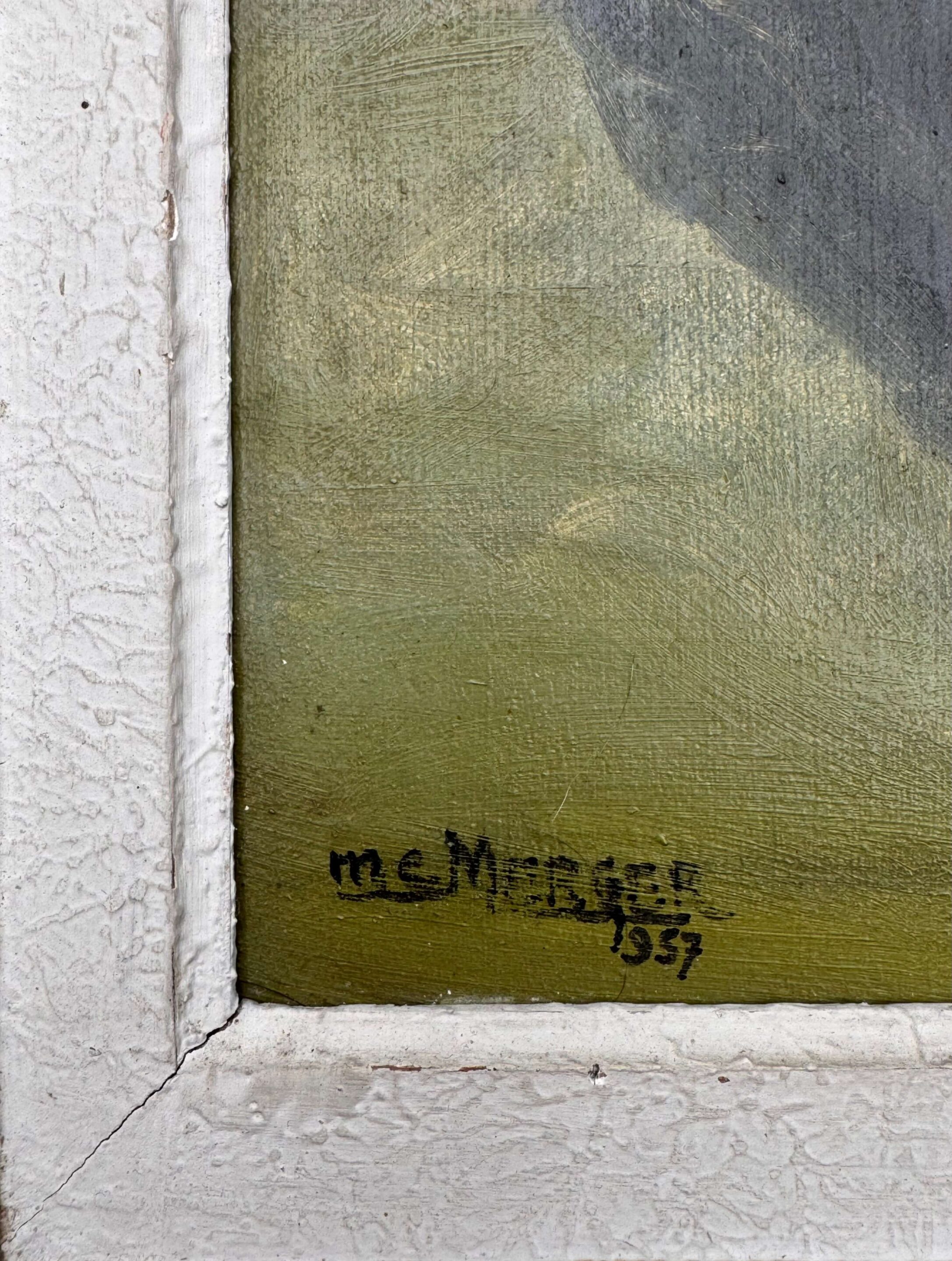 Peinture signée Maurice Merger, "Reines-Marguerites"
