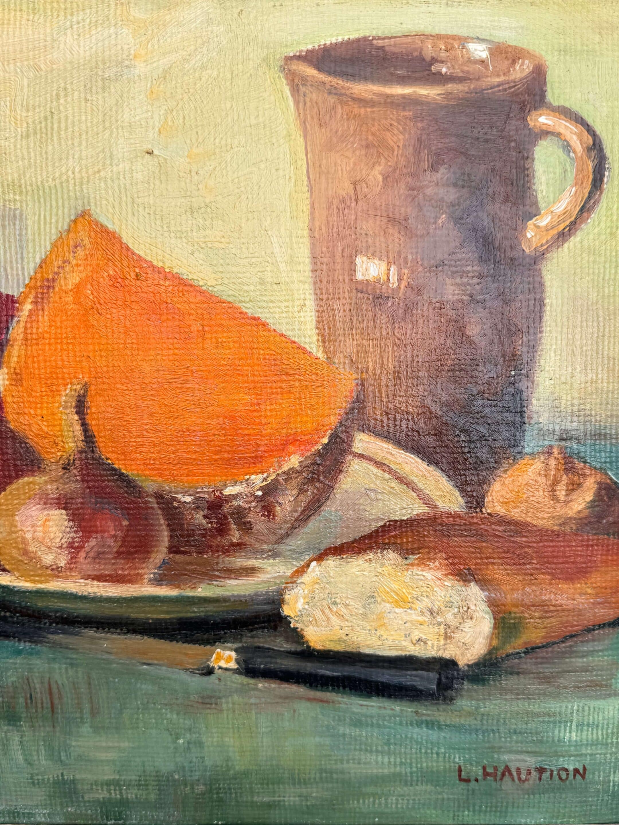 Tableau ancien, nature morte au pichet