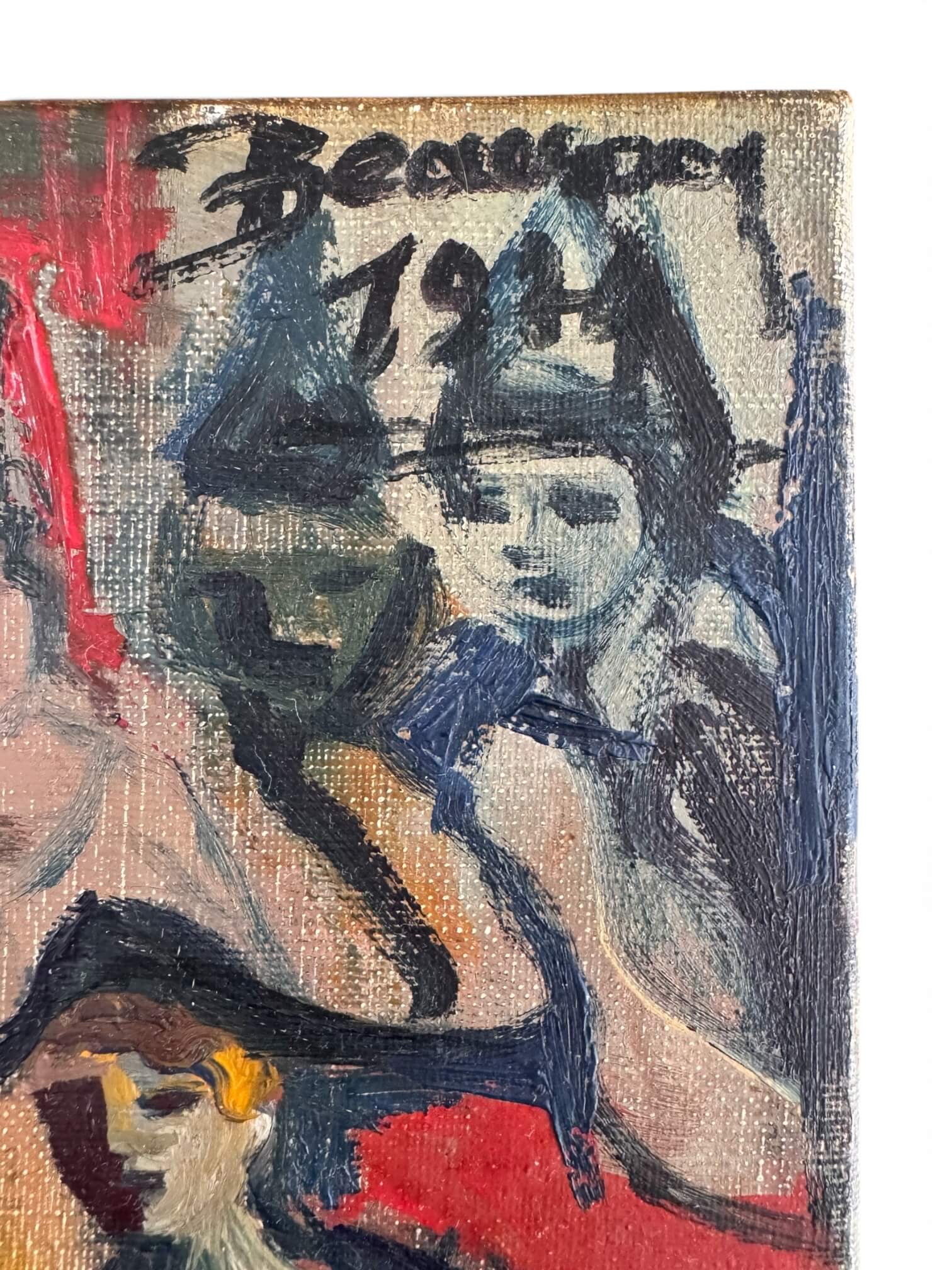 Arlequin, huile sur toile ancienne
