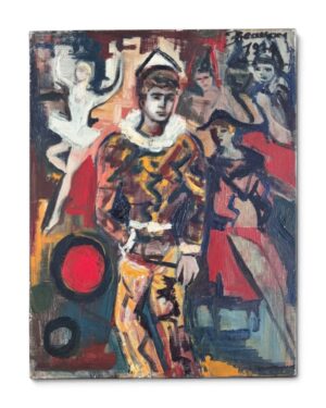 Arlequin, huile sur toile ancienne