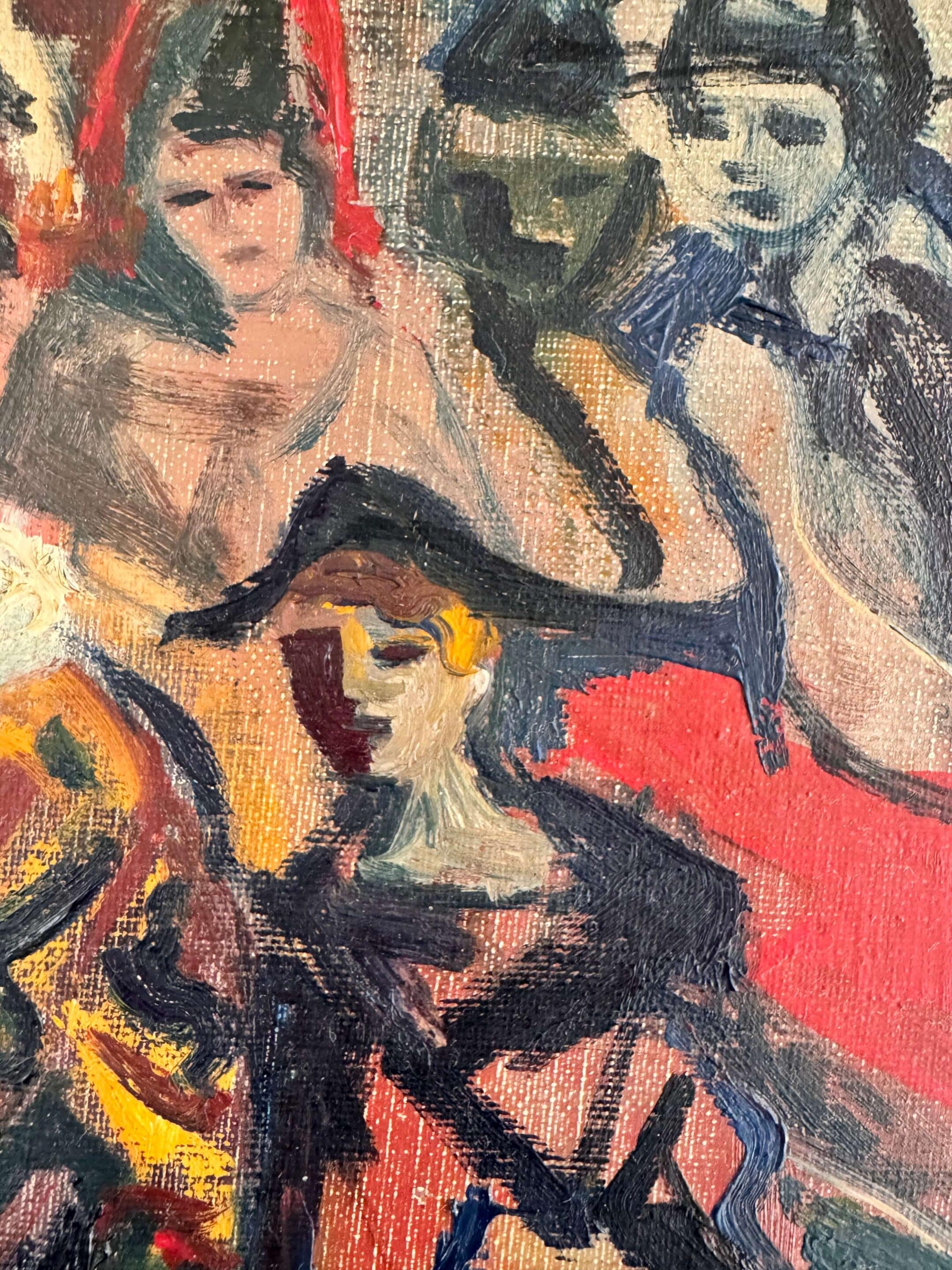 Arlequin, huile sur toile ancienne