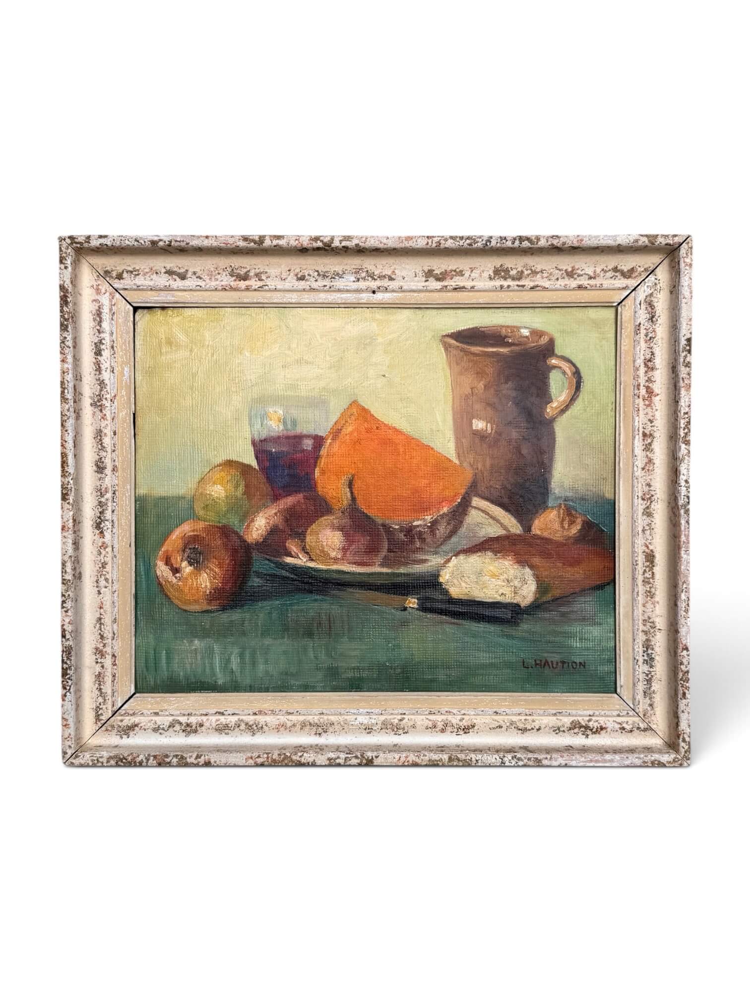 Tableau ancien, nature morte au pichet