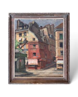 Scène de rue parisienne, tableau ancien signé et daté
