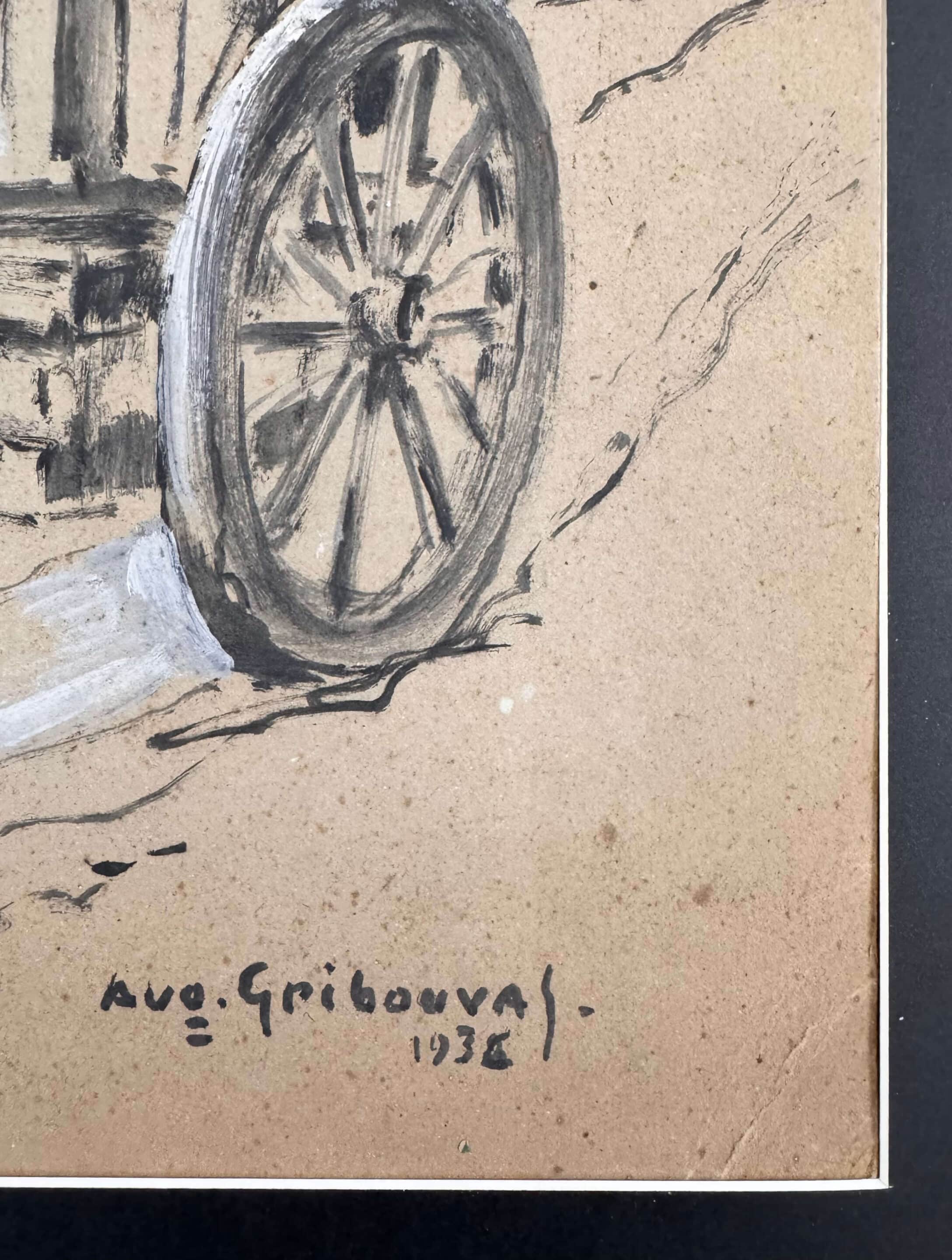 Auguste Jean Gribouval, peinture sur carton
