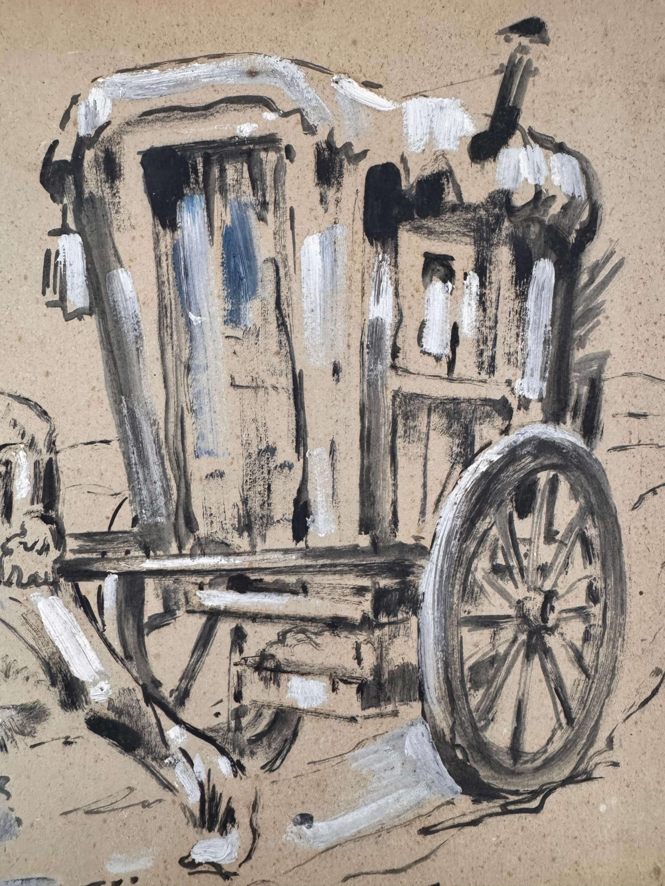Auguste Jean Gribouval, peinture sur carton